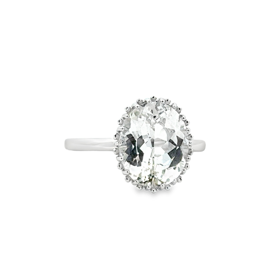 Lady's White Sterling Silver Oval Fashion Ring one = Oval White Topaz