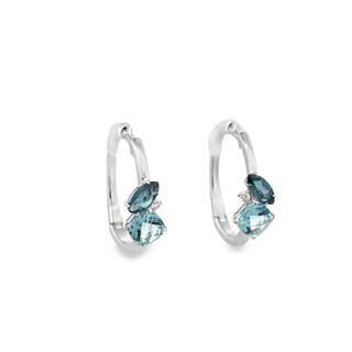 Lady's White 14 Karat Hoop Earrings 4 1.82tw Various Shapes Blue Topazs
2 0.04tw Round G/H SI1 Diamonds