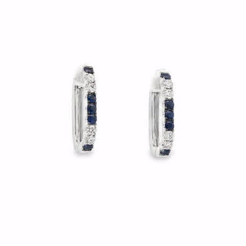 Lady's White 14 Karat Small Elongated Hoops Earrings 10 = 0.43tw Round Sapphires
8 = 0.28tw Round Diamonds