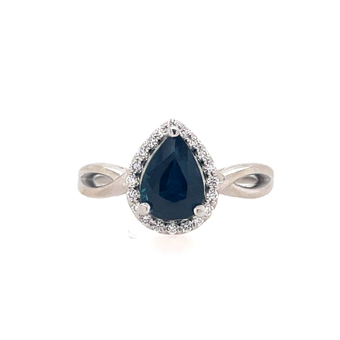 Lady's White 14 Karat Halo With Crossover Fashion Ring With One 1.28Ct Pear Sapphire And 0.10Tw Round H/I Si2 Diamonds Regularly $3,600 Vendor Price $1,800

Purchases made from our Vendor Price case are not eligible for "complimentary" services. Standar