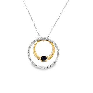 Lady's White/Yellow 10 Karat Enhanceable, Three Necklaces In One Circle Necklace Length 18 one 0.15ct Round Sapphire
32 0.1tw Round G/H SI1 Diamonds