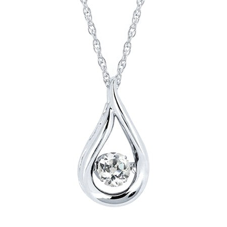 Lady's White Sterling Silver Shimmering Necklace Length 18 one = 0.25ct Round White Sapphire