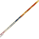 Lady's Yellow 14 Karat Half Bezel, Multi Bracelet Length 7 With 7.31Tw Princess Sapphires