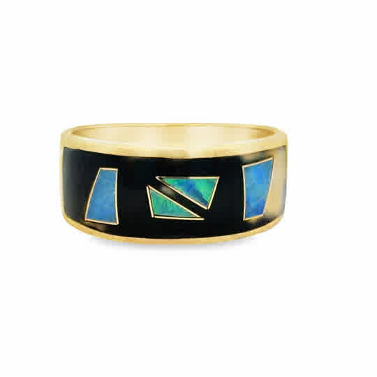 Yellow 14 Karat Inlay Opal Estate Jewelry Size 9.5 = Various Shapes Onyxs
= Various Shapes Onyxs


All Sales Final, in "as is" condition. Purchases made from our Estate Jewelry case are not eligible for "complimentary" services. Standard ring sizings,