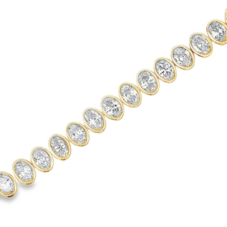 Lady's Yellow 14 Karat Bezel Set Lab Created Bracelet Length 7 With 40 7.75Tw Oval G/H Si1 Lab Created Diamonds