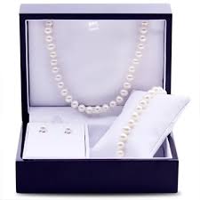 Lady's White Sterling Silver Necklace, Bracelet And Earring Gift Set Necklace Length 18 With 6.00-6.50Mm Fresh Water Pearls