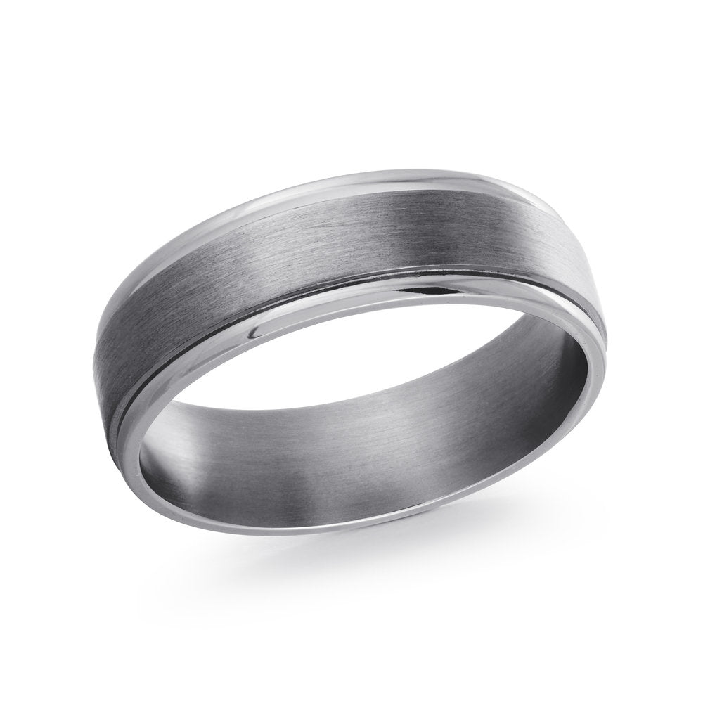 Grey Tantalum 8Mm Step Edge Ring Size 9.5