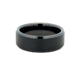 Gent's Black Ceramic Sandblast 8Mm Beveled Edge, With Sandblast Center Gents Ring Size 9