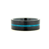 Gent's Black Ceramic Grain 8Mm With 1Mm Turquoise Inlay Gents Ring Size 10