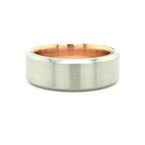 White/Rose Satin Serinium/10 Karat 8Mm Hidden Gold With Beveled Edge Wedding Band Size 10.5