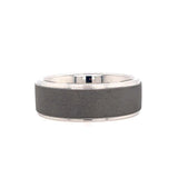 White Sandblast Serinium 8Mm Flat Groove Edge Wedding Band Size 11