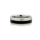White Serenium Moon 8Mm Flat 3Mm Dinosaur Bone Grey, With Moon Crater Pattern Edges Wedding Band Size 10.5