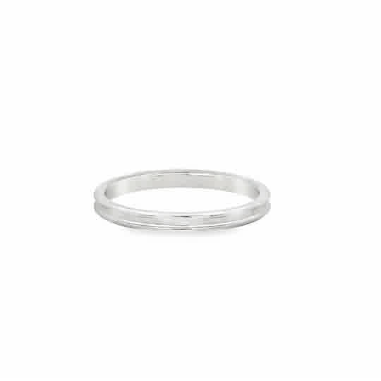 Lady's White 14 Karat 2Mm Recessed Milgrain Stackable Wedding Band Size 6