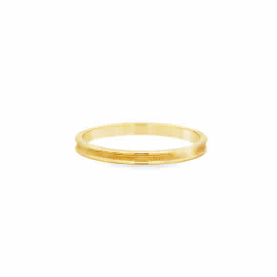 Lady's Yellow 14 Karat 2Mm Recessed Milgrain Stackable Wedding Band Size 6