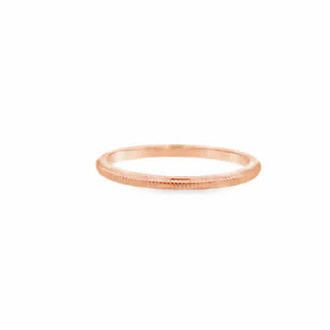 Lady's Rosé 14 Karat 1.5Mm Milgrain Center, Comfort Fit Wedding Band Size 6