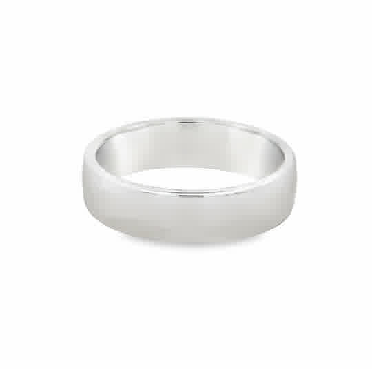 White 14 Karat 6Mm European Fully Round, Comfort Fit Wedding Band