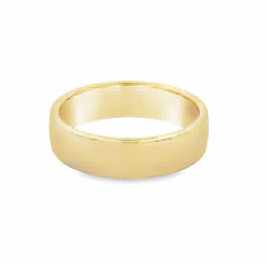 Yellow 14 Karat 6Mm European Fully Round, Comfort Fit Wedding Band Size 10