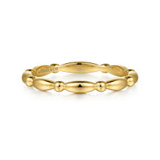 Lady's Yellow 14 Karat Orzo Shape And Bujukan Bead Station Fashion Ring Size 6.5