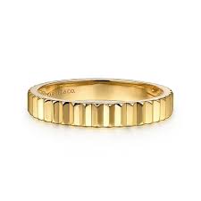 Lady's Yellow 14 Karat Contemporary Collection, Diamond Cut Stackable Fashion Ring Size 6.5