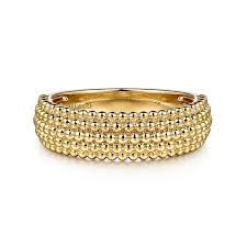 Lady's Yellow 14 Karat Bujukan Collection, Beaded Fashion Ring Size 6.5