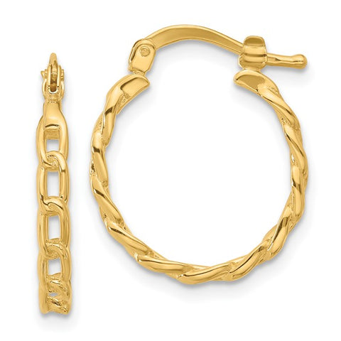 Lady's Yellow 14 Karat Curb Link Hoop Earrings