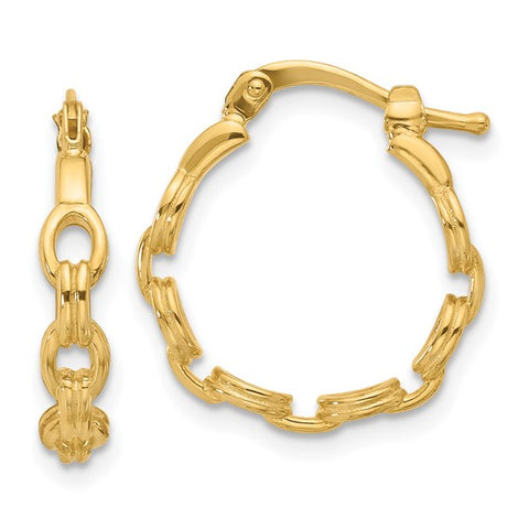 Lady's Yellow 14 Karat Small Link Hoop Earrings