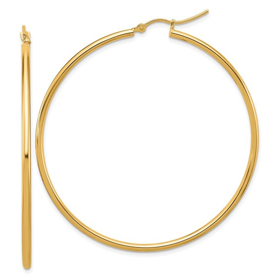 Lady's Yellow 10 Karat 56Mm Polished Hinged Hoop Earrings