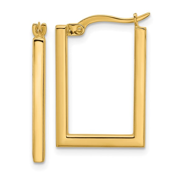 Lady's Yellow 14 Karat Modern Square Hoop Earrings