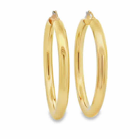 Lady's Yellow 14 Karat 5 X 50Mm Tube Hoop Earrings