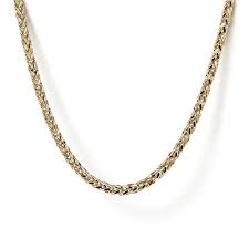 Yellow 14 Karat Hollow Wheat Chain Length 22
