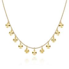 Yellow 14 Karat Contemporary Collection, Disc Drops Chain Length 17.5