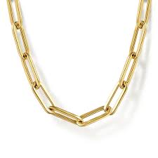 Yellow 14 Karat Contemporary Collection, Hollow Paper Clip Chain Length 18