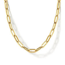 Yellow 14 Karat Contemporary Collection, Hollow Paper Clip Chain Length 17