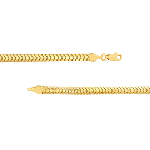 Yellow 14 Karat Diamond Cut 4.2Mm Hollow Snake Bracelet Length 7.5