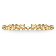 Yellow 14 Karat Bujukan Collection, Open Bangle Bracelet Length 6.25