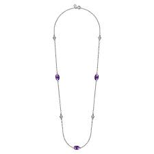 Exquisite Sterling Silver Necklace with 22.41ct Amethyst
