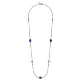Exquisite Sterling Silver Necklace with 22.41ct Amethyst