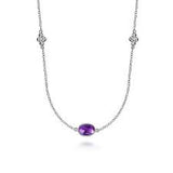 Exquisite Sterling Silver Necklace with 22.41ct Amethyst