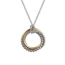 Tt Sterling Silver/14Kt Twisted Circle Chain Length 17.5