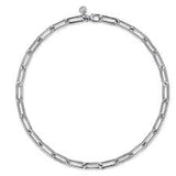 White Sterling Silver Bujukan Collection, Oval Link With Bujukan Stations Chain Length 16