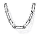 White Sterling Silver Bujukan Collection, Oval Link With Bujukan Stations Chain Length 16