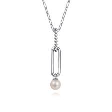 White Sterling Silver Bujukan Collection, Pearl Drop Chain Length 17.5 With One Fresh Water Pearl