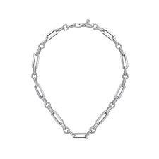 White Sterling Silver Bujukan Collection, Paper Clip With Bujukan Connectors Chain Length 17
