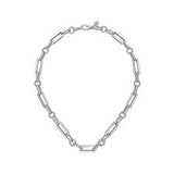 White Sterling Silver Bujukan Collection, Paper Clip With Bujukan Connectors Chain Length 17