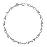 White Sterling Silver Bujukan Collection, Oval Link With Bujukan Connectors Chain Length 16