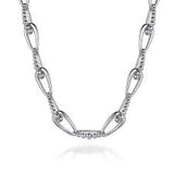 White Sterling Silver Bujukan Collection, Oval Link With Bujukan Connectors Chain Length 16