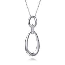 White Sterling Silver Bujukan Collection, Drop Pendant Chain Length 24