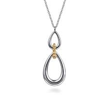 Tt Sterling Silver/14Kt Bujukan Collection, Teardrop Chain Length 20
