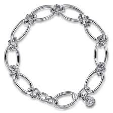White Sterling Silver Bujukan Collection, Link Bracelet Length 7.5