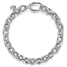 White Sterling Silver Bujukan Collection, Bujukan Link Bracelet Length 7.5